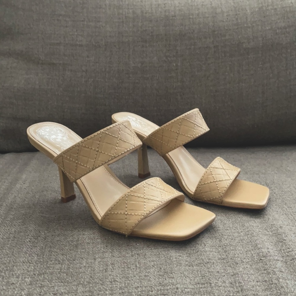Vince Camuto Double Strap Heels - Nude